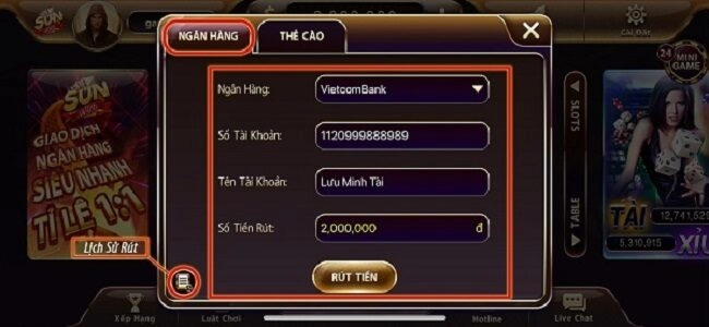 Sunwin 15 nạp rút tiền sunwin